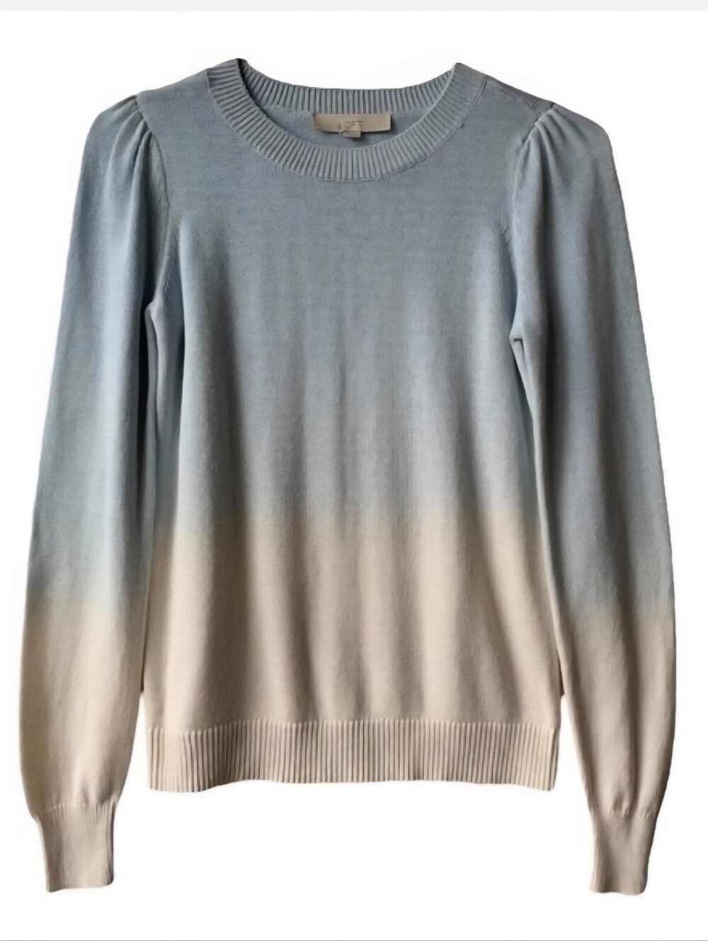 Loft Blue White Ombre Dip Dye Surf Boat Neck Pullover Sweater Women's Medium EUC